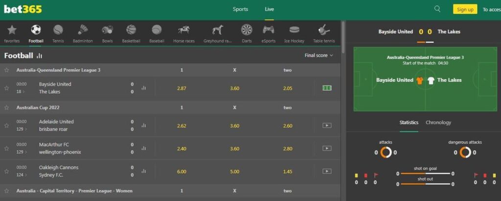 Sports Betting Options at Bet365